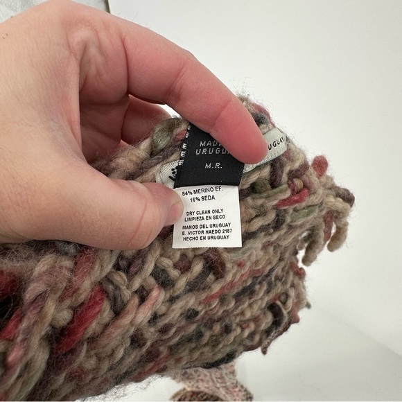 Manos del Uruguay Wool + Silk Woven Scarf with Fringe Multicolor Stunning - Picture 5 of 5